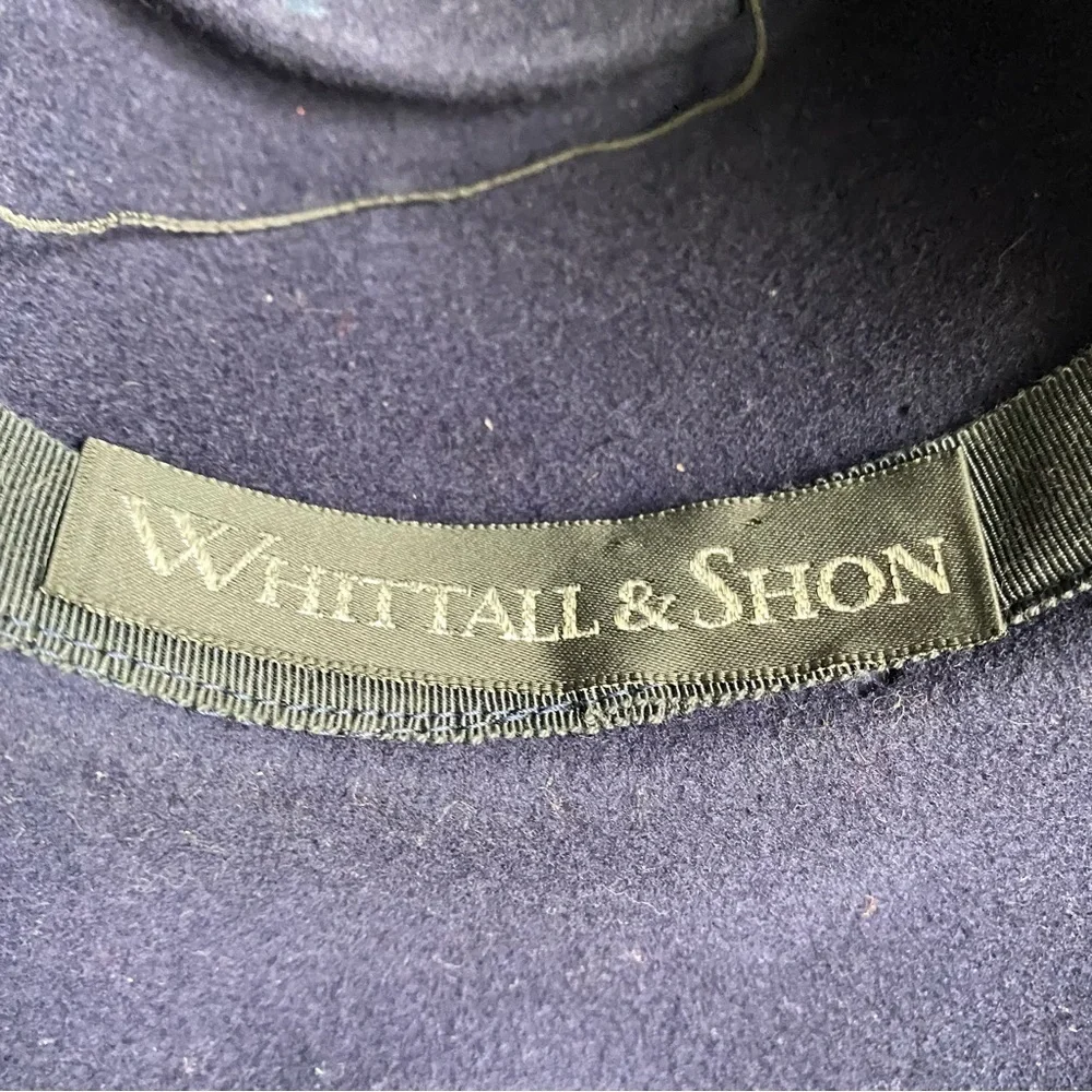 Vintage‎ 90s Whittall & Shon Wool Sequin Hat Navy Blue Gold Wide Brim - Picture 11 of 14